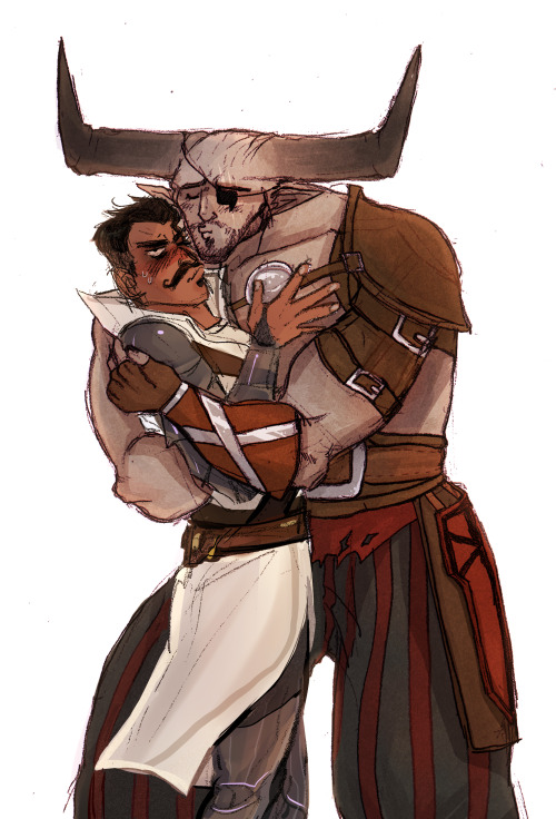 peacepowerpie:Doribull collab with sumdac !!!! I drew/colored Iron Bull and Soy drew/colored Dorian