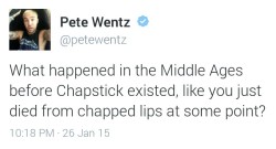 futureheartx:  Pete Wentz asking the real questions