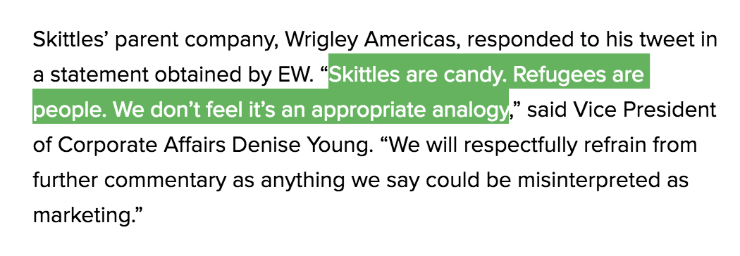 entertainmentweekly:  Skittles responds to Donald Trump Jr. comment on Syrian refugees