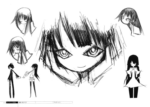 artbooksnat:Hajime Ueda’s (ウエダ ハジメ) Bakemonogatari character designs as seen in the ending animation