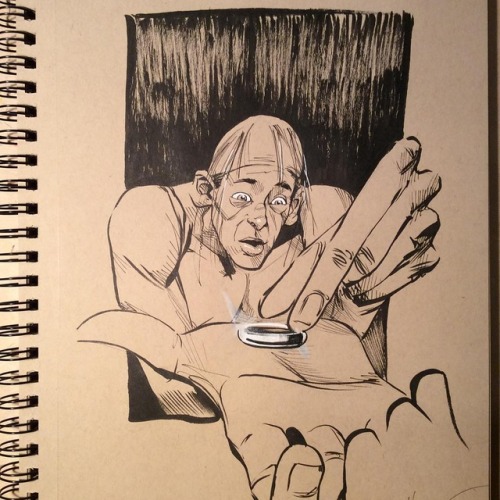 INKtober Day 9: Precious. #inktober #inktober2018 #ink #precious #gollum #lotr #xmen #skin #hauntedm