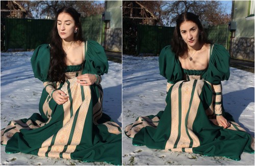 crafts-chicks-and-cats:crafts-chicks-and-cats:This is the finished Green Dress. The dress and design