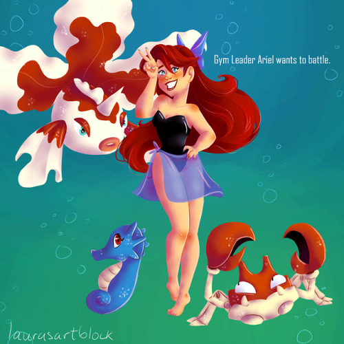 A new series I’m doing: Disney Princesses as Pokemon Gym Leaders! So here is Ariel!  http