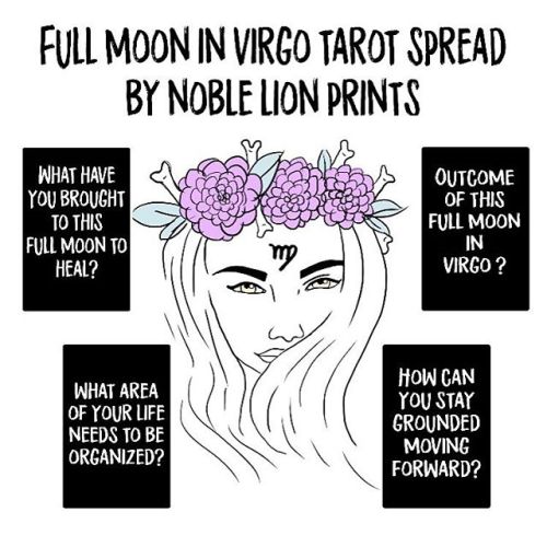 Full Moon in Virgo Tarot Spread ✨♍️ . . . #fullmoon #fullmooninvirgo #fullmoonparty #tarot #tarotcom