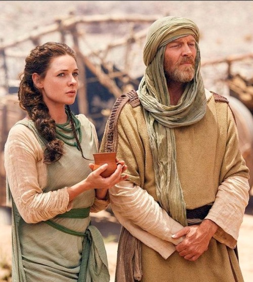 favor757:Our first look at Iain Glen as Jacob in “The Red Tent” - here with Rebecca Ferguson…