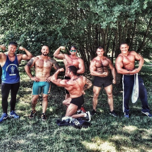 bodybuilers4worship:  keepemgrowin:  I need to be a part of this…  Now that’s a summer vacation right there lads…. Get on it boys  If I had to pick only one - I’d go the the muscular guy with the awesome hairy chest and pecs - WOOF