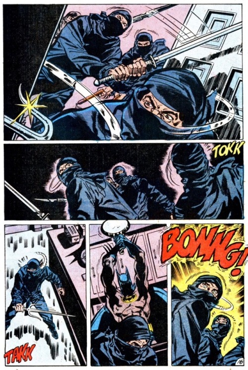 billyarrowsmith:  Jim Aparo is one of the greatest fight sequence artists of all time, several pages, no words needed, just pure kinetic action. Panels are from Batman #431.