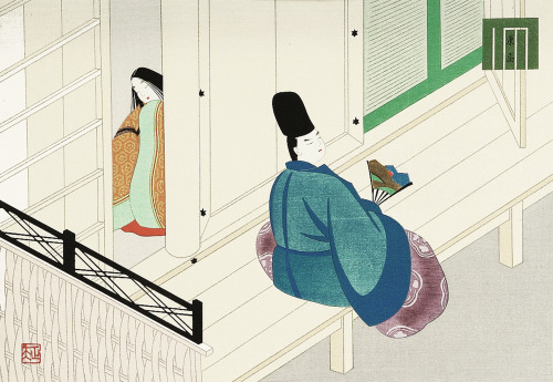 kyokaipartitions:The Tale Of Genji.Drawings by Masao Ebina,1953.