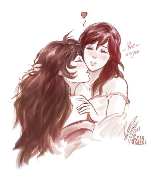 cyan-orange-studio:So I made the other night a gift doodle to MamiKali20 on Twitter and she loves Whiterose! Then today I was craving for some Rosebird (I have been DYING to dram them but over work couldn’t) soooo….Behold! My fav RWBY Ship “Rosebird”