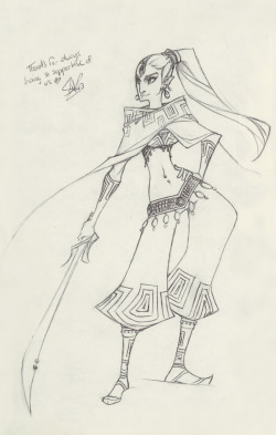 hylian-pudding:  Nabooru redesigned, by sambees.  I got this sketch as a gift that came with the limited edition of her Demon Road Chapter 1 book. I could choose a character to get sketched and I chose good ol’ Nabs, but I had no idea she’d redesign