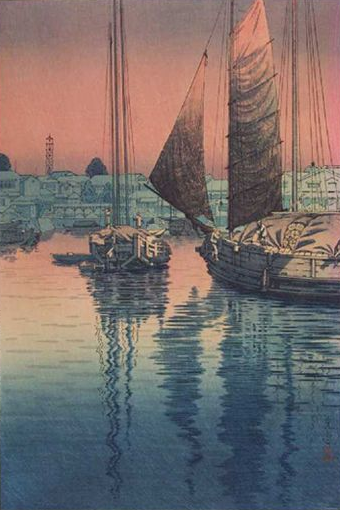 radstudies:  Tsuchiya Koitsu (Japanese, 1870-1949) - Yanagibashi / Sunset at Tomonotsu