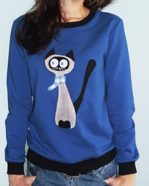 Sweatshirt with Siamese Cat - $55.00