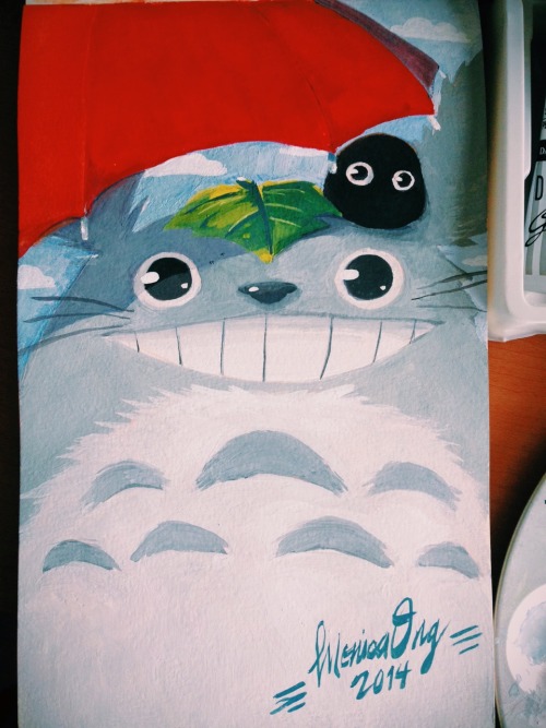 fuckyeahmoleskines: monicarize: Your favorite cartoon character: Totoro! Who else? Haha! Gouache on 