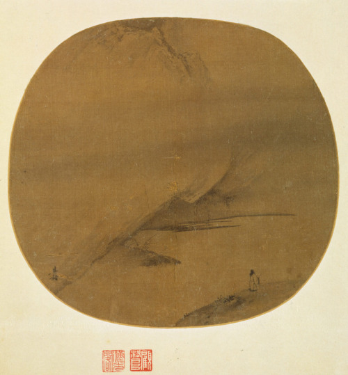 Liang Kai  梁楷 Poet Strolling by a Marshy BankSouthern Song Dynasty, early 13th CFan mounted as an al