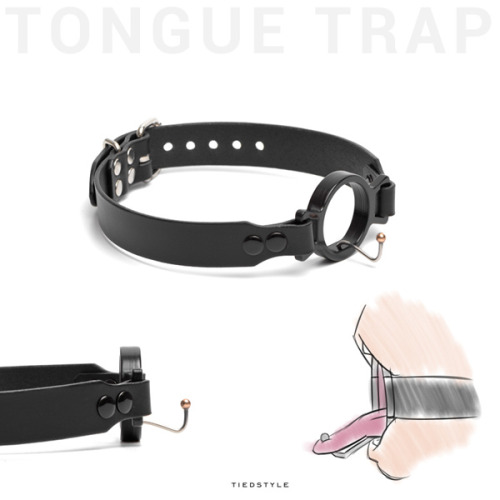therealhotpotatogirl:  doggers0001:  tiedstyle:The Tongue Trap - a ring gag to hold your tongue in place. Thank you Rook-07 (deviantart) for the illustration of the concept. And also fun to have your bitch carry on a conversation while tongue tied. They