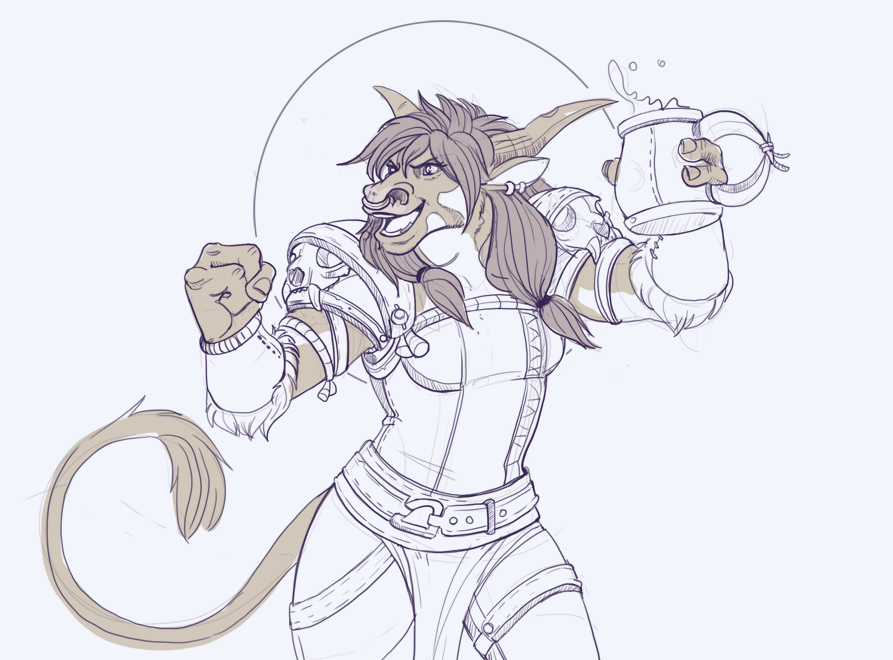 c3rmen:  sketch trade with @treatscraft of their feral druid Chewie! She loves to
