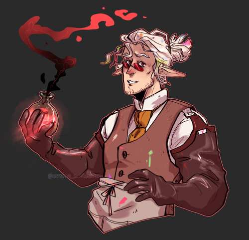 spriteofautumn:evans-endeavors:Zirk Vervain!Alchemist, Gunslinger, and Wiener.I had the strongest im