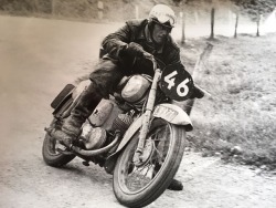 coolkidsofhistory:  “My grandfather at the 1955 motorcycle race at Dachstein, Austria”