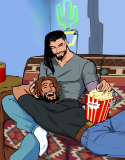 thelonecoywolf:  1/7 - date night  PR fanart / peapodmchanzoweek! popcorn movie night obviously its my favorite type of date 