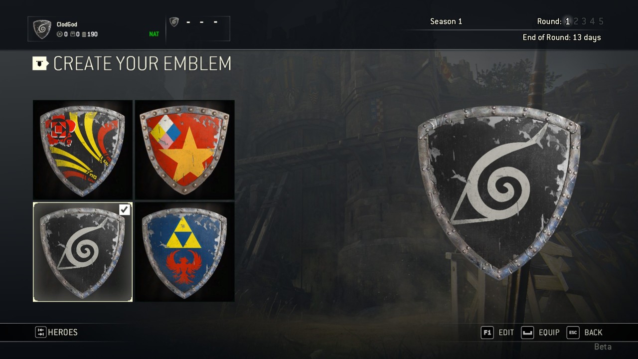 lunaticex: These are my shields/emblems/icons in the For Honor beta.  The bottom