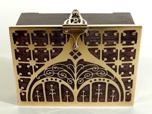 artnouveaustyle:  Various brass inlay designs made by the German company Erhard & Söhne, circa 1900′s. Photos from pinterest/various auction sites. 