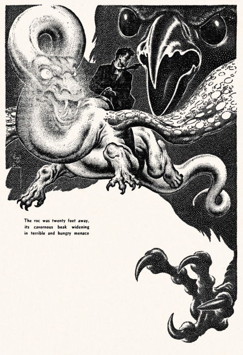 Virgil Finlay (1914-1971), ‘Journey To Barkut’, “Startling Stories”, Vol. 24, #3, 1952 S