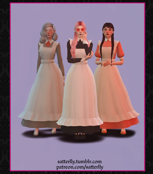 Set of Three Maid dresses New mesh (EA-mesh edit)3 Dresses24 swatchesFemale onlyAdult onlyFor humans