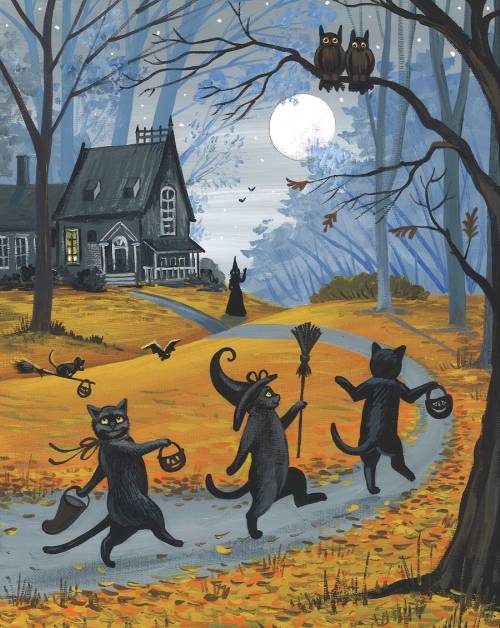 Halloween Cat Art Prints By RytasArtWorld