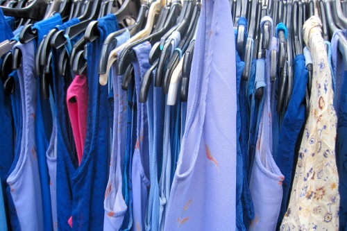 “Frocks,” Brick Lane Market, London, 2010.Shot this as my wife was negotiating the purch