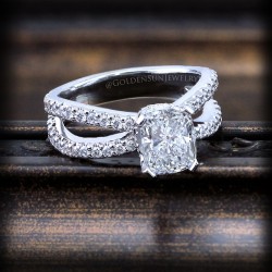 Goldensunjewelry:  Split Band Diamond Setting With A Beautiful Cushion Cut Center