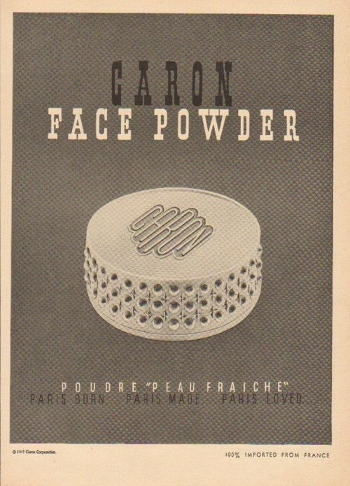 girl-o-matic:Caron face powder ad - 1948