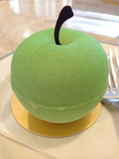 kellyheung:Green Apple Cheesecake, Fine Foods, Hong Kong The green exterior is a layer of buttery white chocolate which,