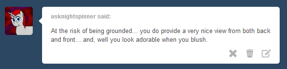 askinquiry:  ((Poor Inquiry, so quick to become a blushing mess of a mare. Also,