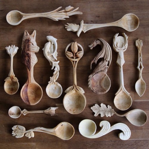 voiceofnature:Amazing woodcarved spoons by Giles Newman. He resides in northern Wales and makes indi