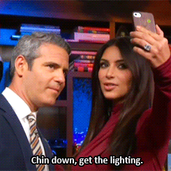 bricesander:  Kim Kardashian teaches Andy Cohen the art of the selfie. 
