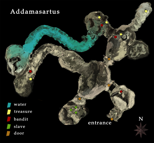 melchiordahrk:  dikcity:  tabythacounts:Addamasartus is a small slavers’ cave immediately to the northeast of Seyda Neen. This cave is home to a gang of three low-level slavers, their three slaves, and a rat. It is an excellent place for new adventurers