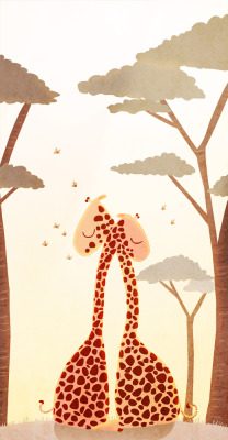 nidhiart:  wild love - i created this illustration almost exactly two years ago in 2010. they were the first giraffes to appear in my work. about a year after i had the pleasure of visiting my friend in africa. it was truly a dream trip… i went on safari,