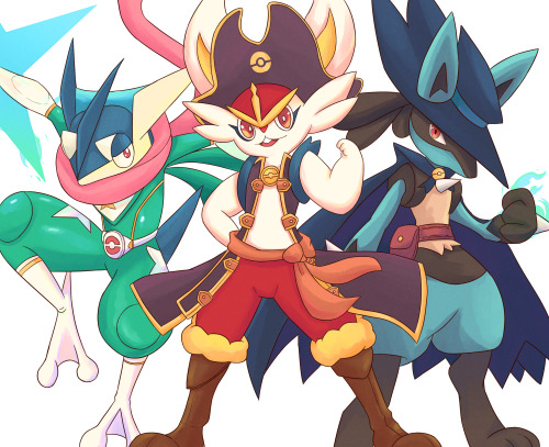 Pokemon UniteHero Greninja, Captain Cinderace, Riley Lucario