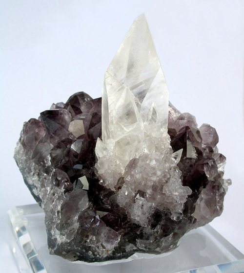 hematitehearts:  Pristine Gemmy Calcite on AmethystLocality:   Irai, Rio Grand do Sul, Brazil  