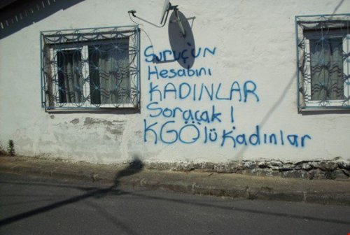 Memorial graffiti in Gazi, Istanbul for the 33 martyrs of the Suruç massacre. On the 20th of July 2