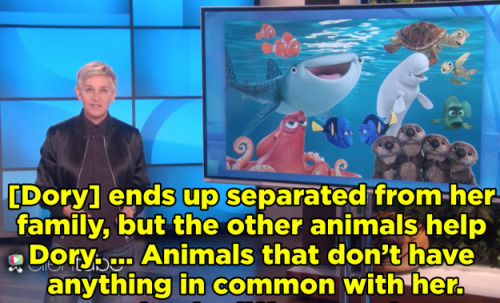 buzzfeedlgbt: Ellen DeGeneres Explains The Travel Ban With “Finding Dory” (x)