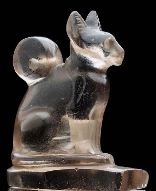 arjuna-vallabha:Rock crystal statuette of the goddess Bastet in her form of sacred cat