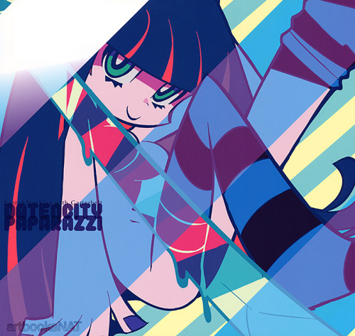 artbooksnat:  The Panty & Stocking with Garterbelt Datencity Paparazzi (Amazon US) art book full front and back slipcover art work featuring the titular characters. It’s also the cover art work for the first two Blu-ray releases, though with