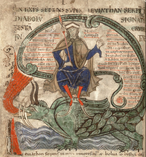 Antichrist seated above Leviathan.&gt; From Liber Floridus (11-12th c.).