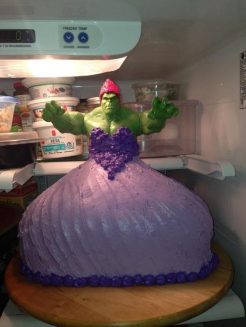 berryworthy:  4-year-old twins girls requested and Hulk Princess cake and were not disappointed [5&n