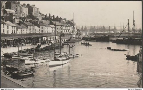 Photographic postcard showing Brixham Harbour in Devon (1920).