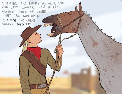 owligator:  If theres one thing I crave whenever I play New vegas it’s.. horses.. So i MADE MY OWN  They’re called sleipnir for pretty self explanatory reasons, plus I thought being named after something mythological fits pretty well with some of