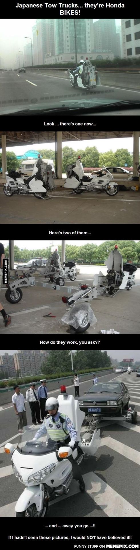 tactical-facepalm:  Japanese Tow Trucks… they’re Honda bikes!http://tactical-facepalm.tumblr.com/