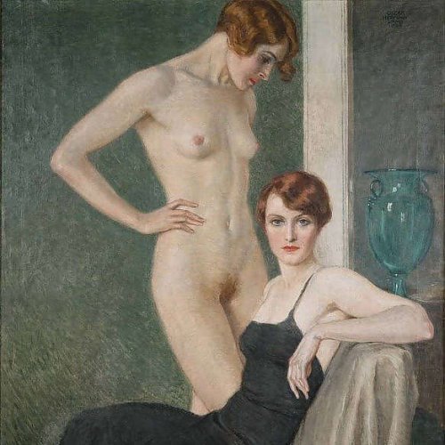 rearte2: Oskar Herman - Two Friends, Yvonne e  Mairah Oskar Herman was a Croatian painter who l