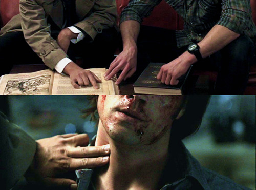 theythemsam: theyhesam: Sam and Cas + Touch throughout the seasons Note of the creator: This post is